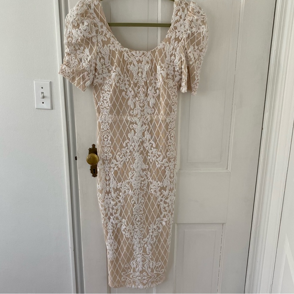 NWT SOLD OUT Baltic Born White / Nude midi dress, bridal dress size small